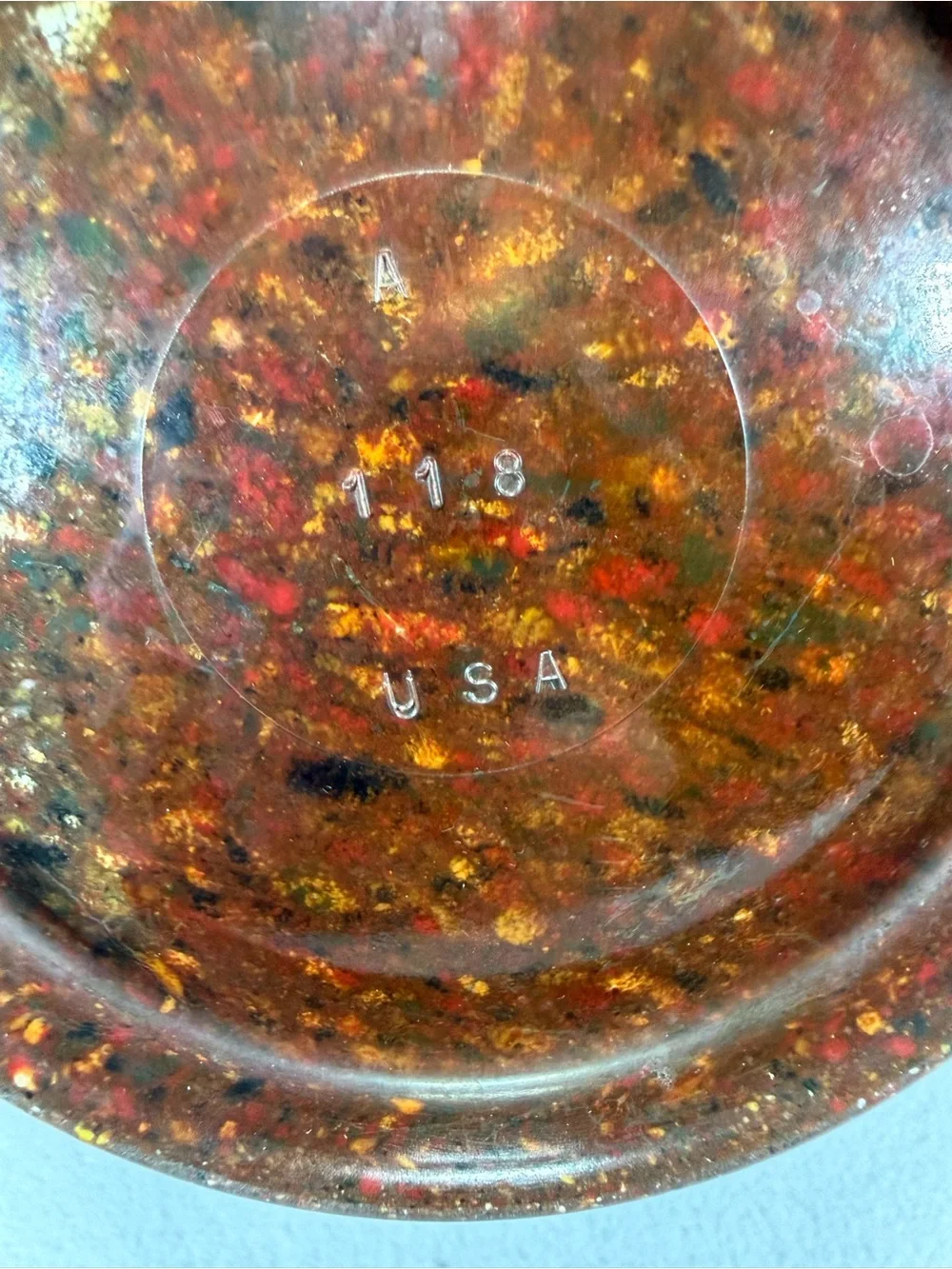 Vintage Melanine Mixing Bowl in Speckled Brown and Multicolor Flecks. #118 USA